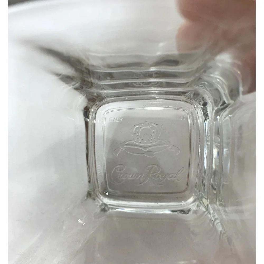 Crown‎ Royal Rocks Glasses X2 Heavy Square Flared Cocktail Lowball Tumblers EUC
